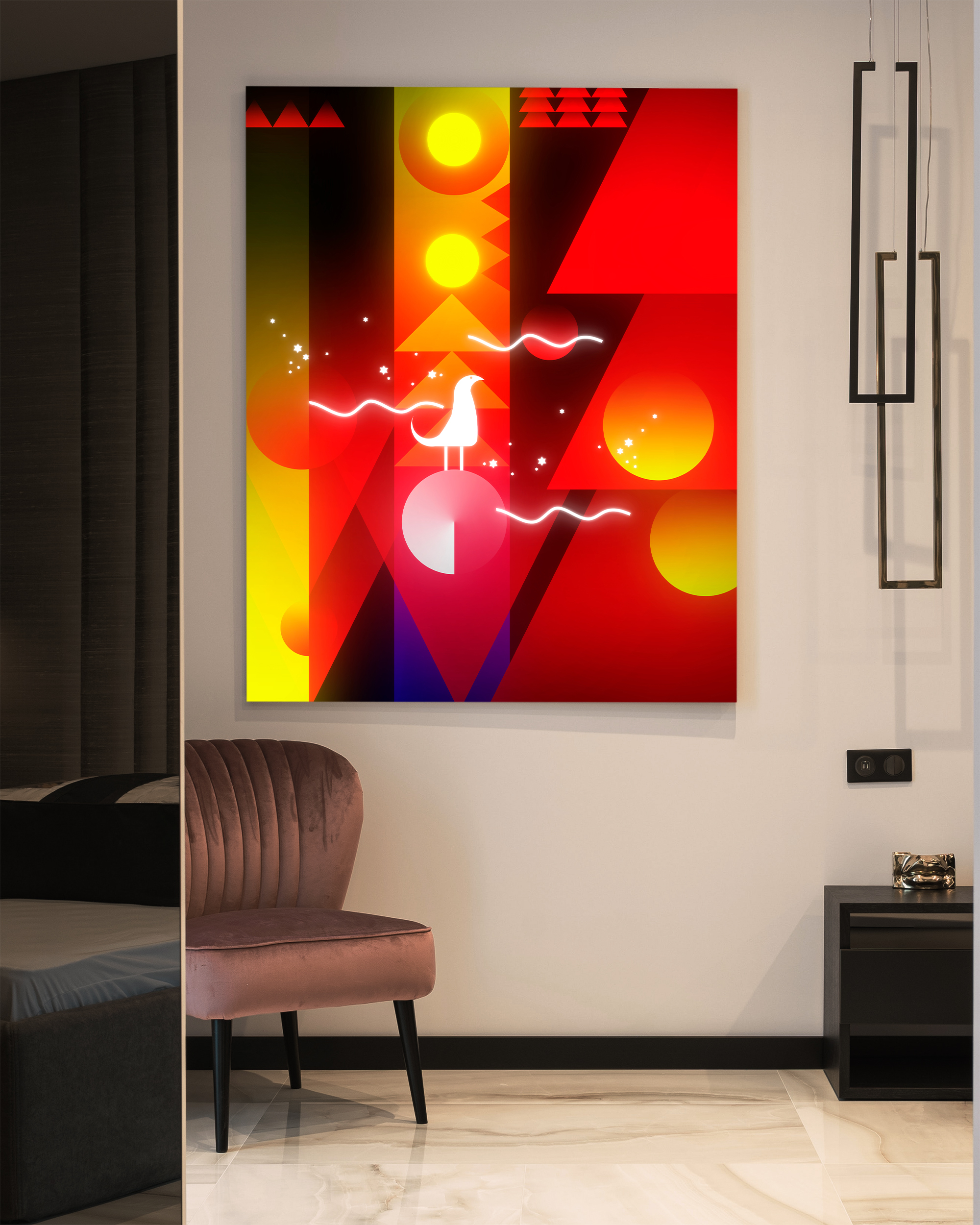 Bird On My Window framed wall art mockup 1 – OgruStudios digital art print