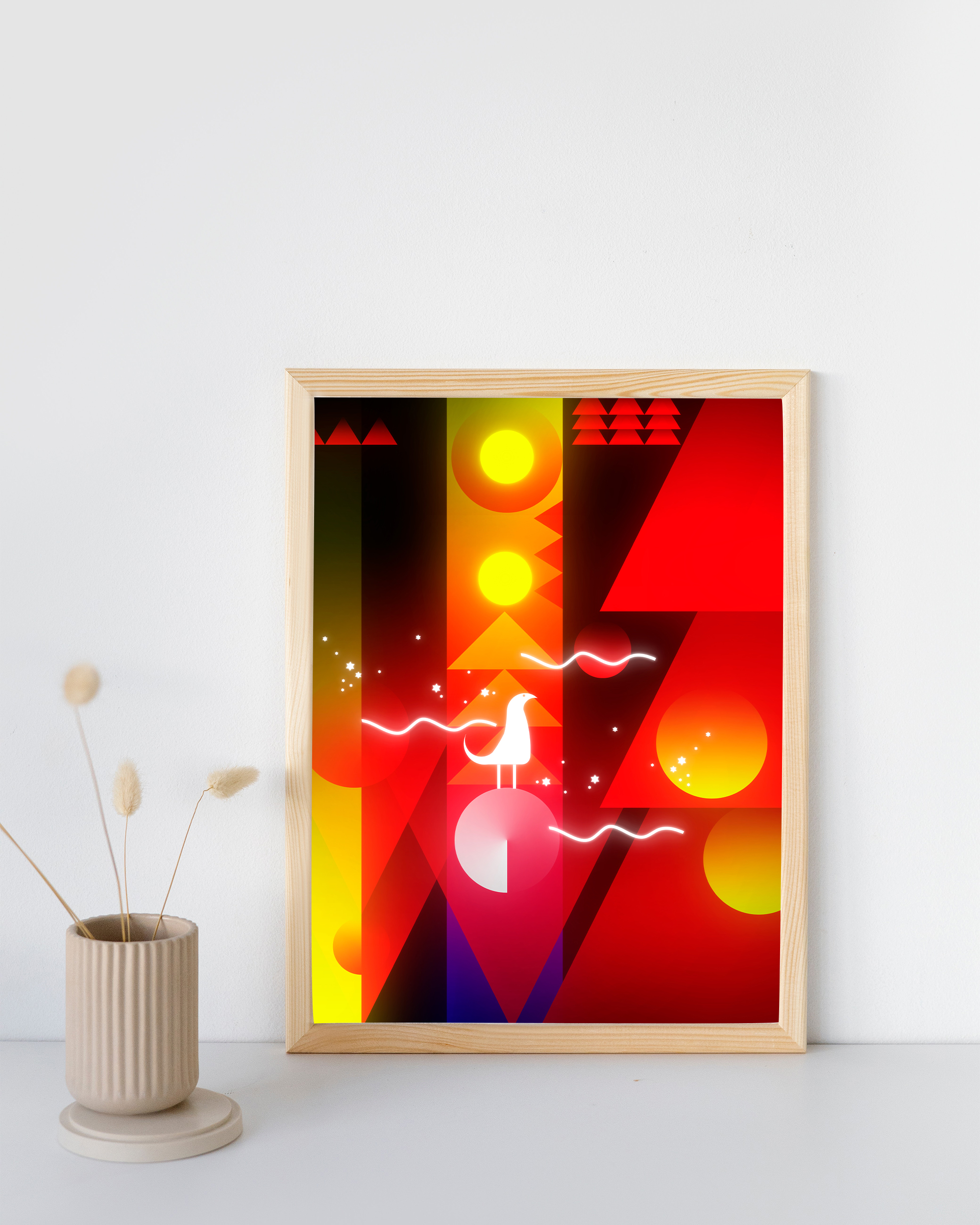 Bird On My Window framed wall art mockup 4 – OgruStudios digital art print