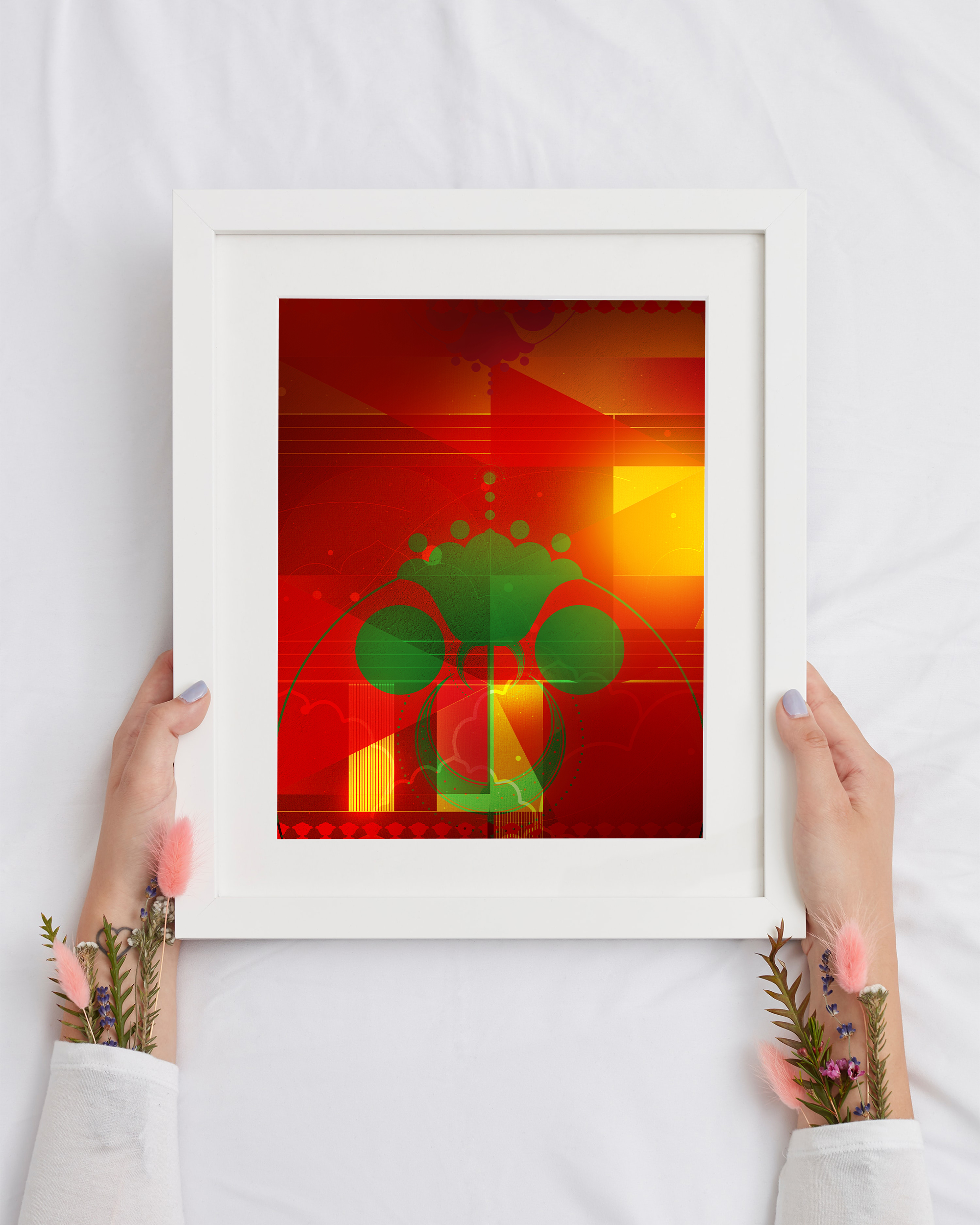 Cosmic Flower framed wall art mockup 1 – OgruStudios digital art print