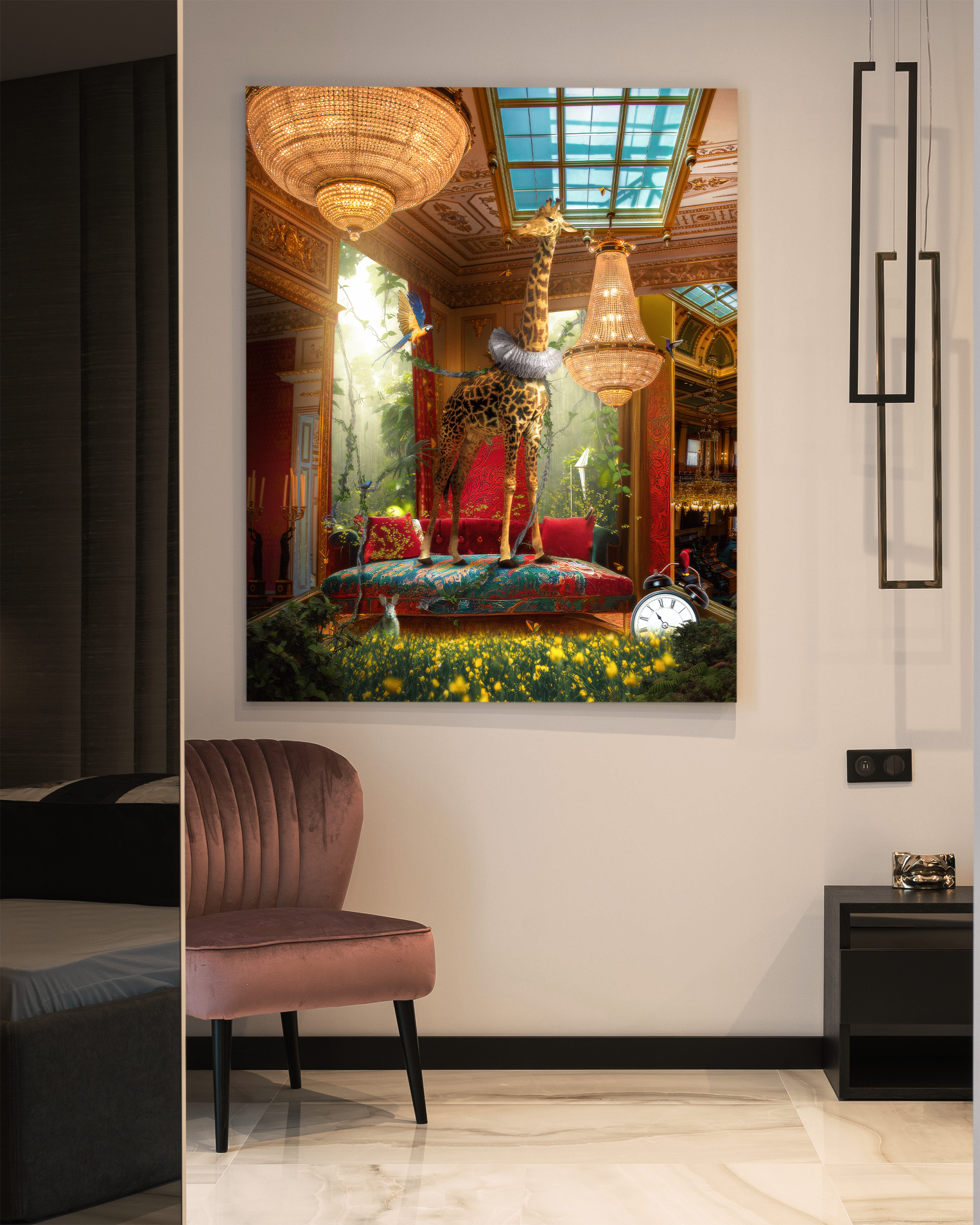 Fantasy Giraffe framed wall art mockup 2 – OgruStudios digital art print
