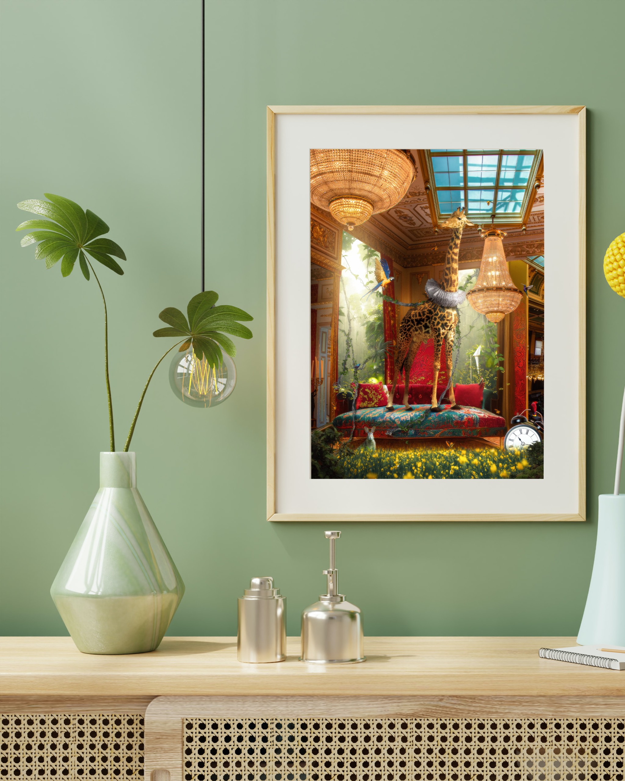 Fantasy Giraffe framed wall art mockup 3 – OgruStudios digital art print