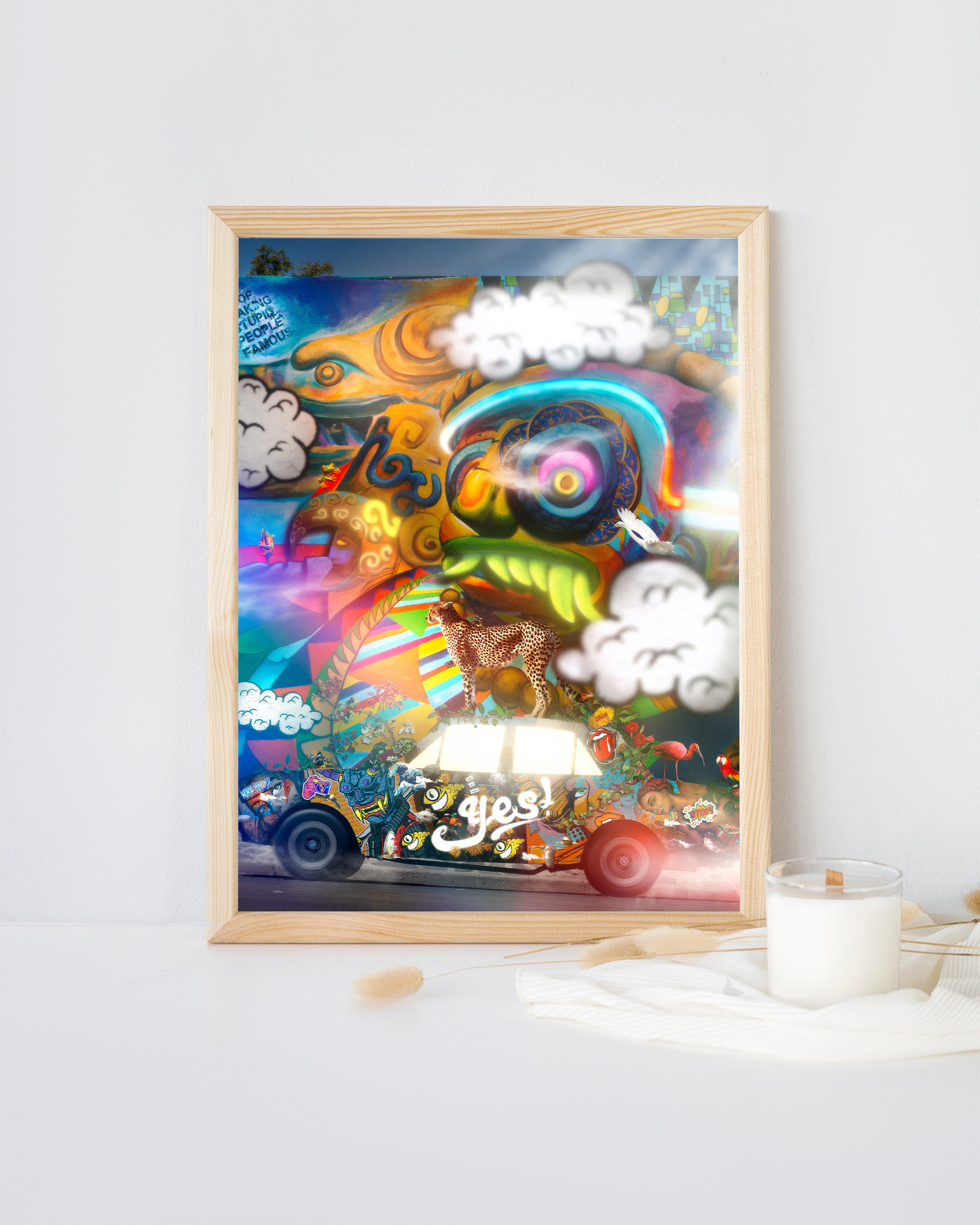 Fast Car framed wall art mockup 1 – OgruStudios digital art print