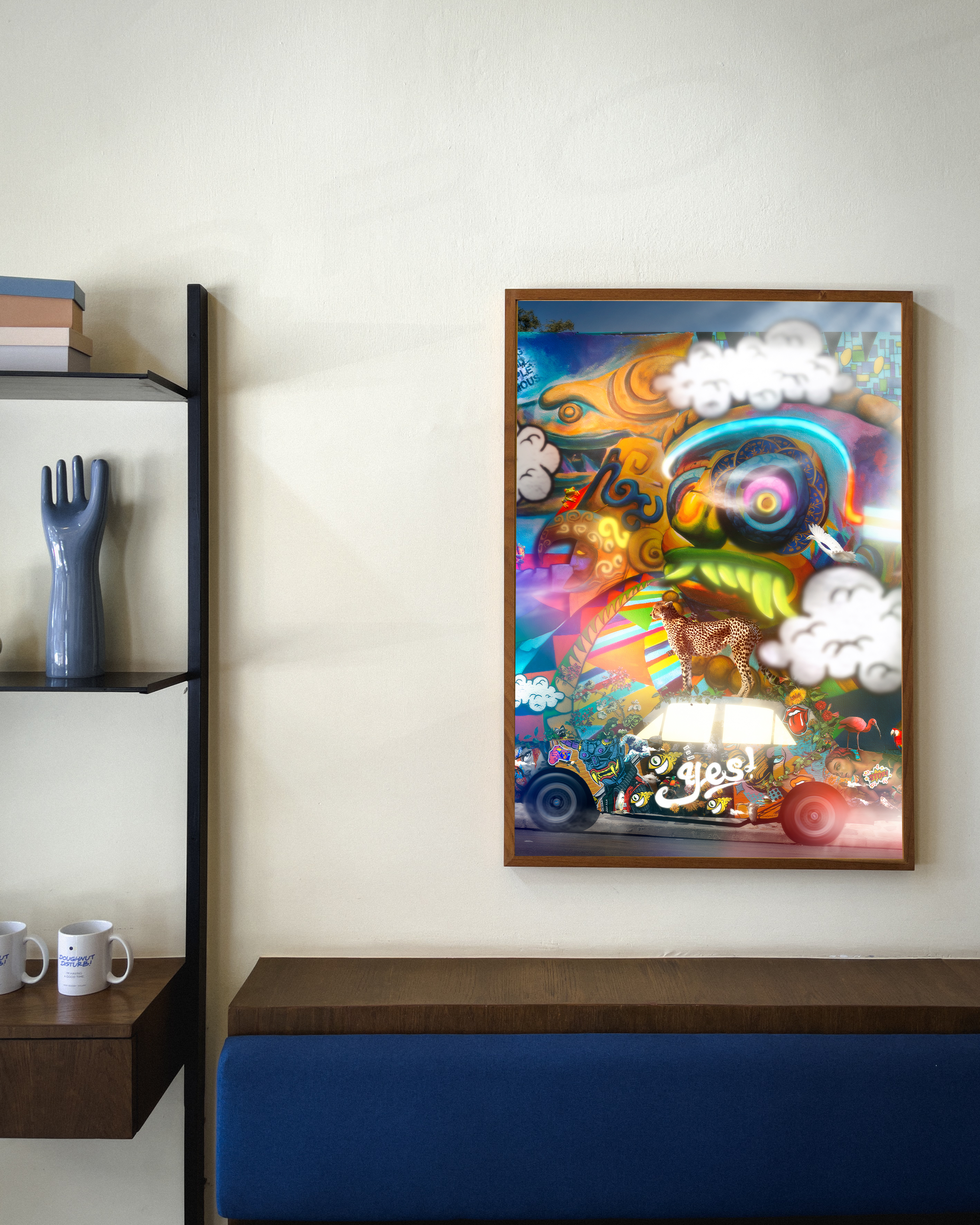 Fast Car framed wall art mockup 3 – OgruStudios digital art print